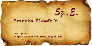 Sztraka Elemér névjegykártya